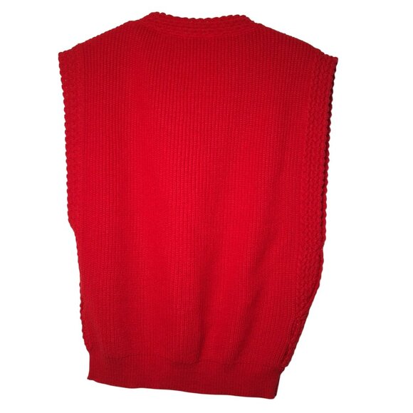 Vintage 1980s Winks Lane Sweater Vest Women Size 38 Red Ribbed Knit Retro - Picture 2 of 11